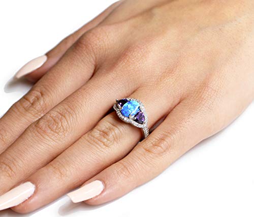 CloseoutWarehouse Heart Sided Cubic Zirconia Ring Sterling Silver (Color Options, Sizes 4-13)4