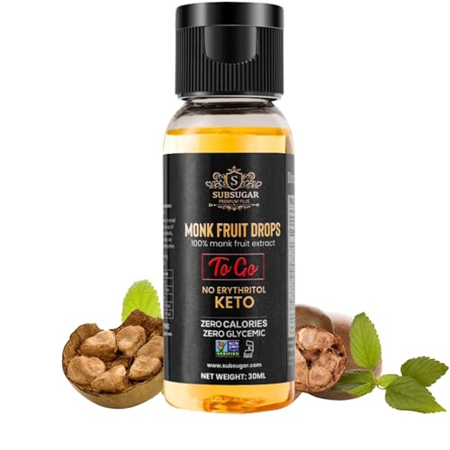 SubSugar Monkfruit Liquid Sweetener Drops no Erythritol Made with Monk fruit juice