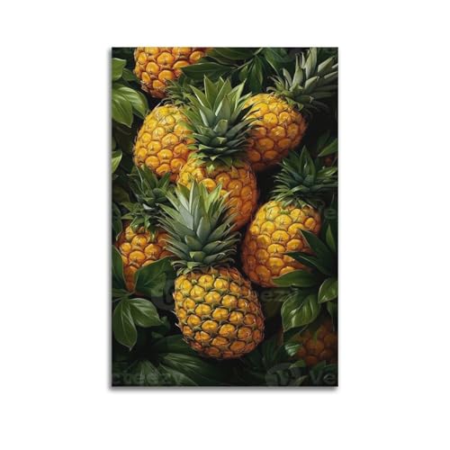 Poster ananas fruits feuilles vertes ZHOUKEG decoration murale moderne 60x90
