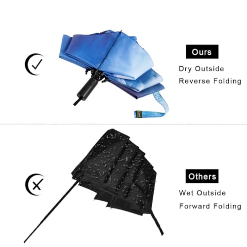 Image of LANBRELLA Portable & Folding Travel Umbrella, 3 Fold, Auto Open Close, Water Resistant, Windproof, with Carrying Handle