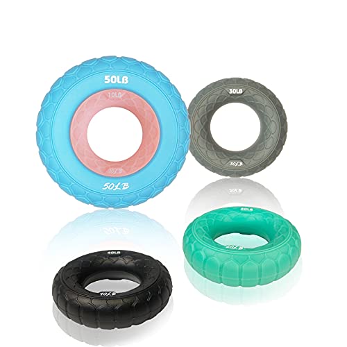 Grip Strength Trainer, Hand Grip Exerciser Strengthener, Finger Rehabilitation Training Grip Ring, Adjustable Grip Exerciser,Free Combination,Up to 90LB (5 pieces)