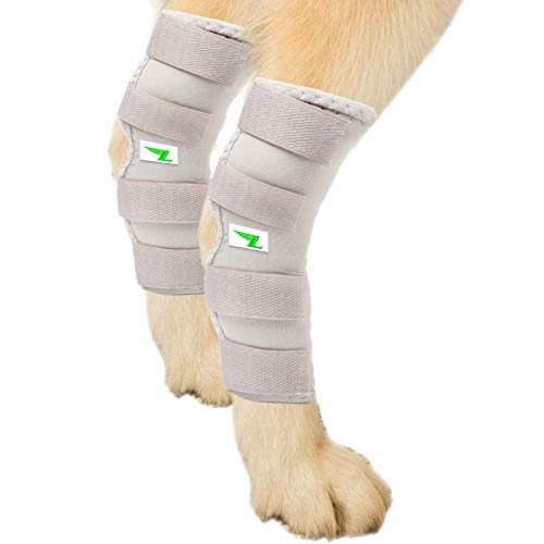 Image of Lepark Rear Dog Leg Brace One Pair Heals Hock Joint Wrap Sleeve for Hind Legs(XL /Grey)