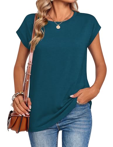 Image of Zeagoo Womens Tops Summer Casual Cap Sleeve Tshirts Shirts Business Dressy Spring Fashion Outfits Trendy Clothes