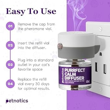 Cat Calming Diffuser Refill | 24/7 Soothing Pheromone Technology for Felines & Multi-Cat Homes | Long-Lasting Effect for up to 30 Days Fits Standard Pheromone Diffusers (2 Pack)