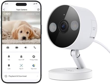 Tp-Link Tapo TP-Link Smart Home Security Wi-Fi Camera, Indoor/Outdoor, Baby Monitor, Free AI Detection, 2K 4MP, Colour Night Vision, IP66, Motion & Person Detection, Notification, Voice Control (Tapo C120)