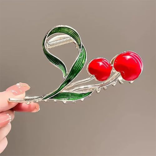 Image of Diversa Rhinestone Golden Claw Clip, Embellished Korean Clutcher, Non- Slip Metal Claw Clip for Girls, Fancy Clutcher for Women, Pack of 1 (Cherry)