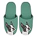 POLERO Chaussons mignons pour femmes, hommes et enfants - Chaussons d'intérieur chauds en mousse à mémoire de forme, Boston Terrier, X-Small