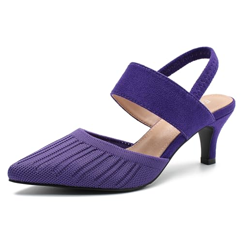 Escarpins à talons bas en tricot bout fermé élastique chaussure confort femme