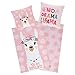 Aminata Kids Bettwäsche Lama-Alpaka-Motiv Mädchen 135 x 200 Baumwolle Jugendliche - Teenager - mit Reißverschluss Tier-Motiv Kinder-Wende-Bettwäsche-Set - Geschenk-Idee - Lamas, Tiere