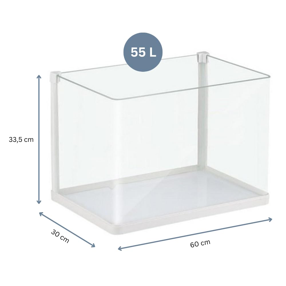 Aquariumline otwarte akwarium ze szkła, ekstra klarowne szkło panoramiczne, 55 l, 60 x 30 x 33,5 cm