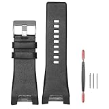 ZHUOLEI Diesel Calfskin Genuine Leather Lychee Pattern Watch Band Strap, Buckle Outdoor Sports Watch Bands Suitable for Men's Diesel Watches (Black(PW), 32mm)