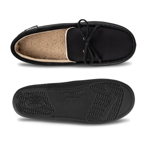 Image of isotoner Men's Slip-on Indoor /Outdoor Microsuede Memory Foam Comfort Moccasin Slippers