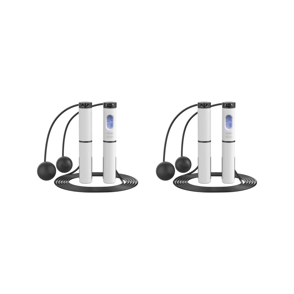 2 set di corda per saltare digitale con cuscinetti cordless, corda da salto ponderata nera