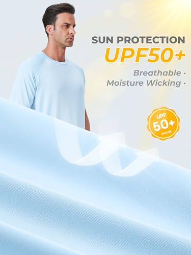 IHU 4 Pack Men's Rash Guard Swim Shirts Short Sleeve Sun Protection Fishing Shirts UPF 50+ Dry Fit Hiking Rashguard Shirt2