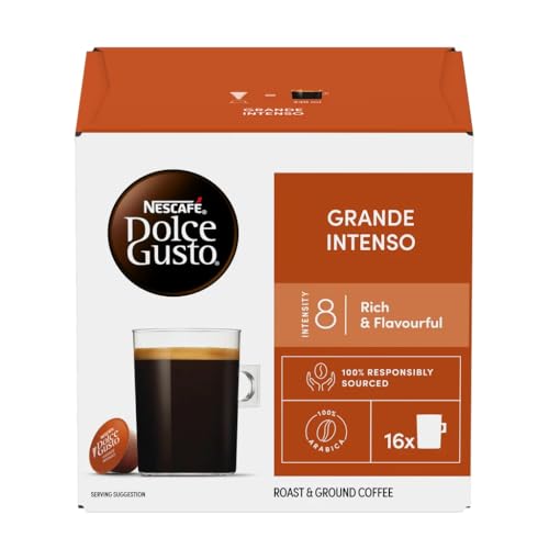 NESCAFÉ DOLCE GUSTO Grande Intenso Coffee Pods x16 – Bold & Aromatic Long Cup with Rich Crema