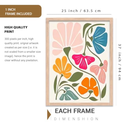 Image of kotart Painting Boho Wall Art Home Decoration Paintings With Frame For Living Room Bed Room Hotel Wall Decor Digital Reprint Set of 3 (35x37 Inch)