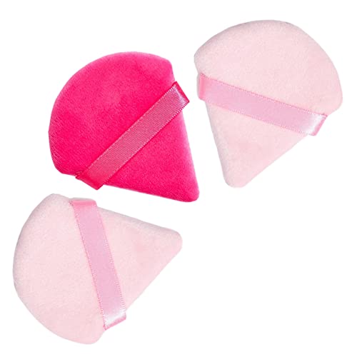 LAC Borla Maquillaje para cara 3 Piezas | Soplos de Polvo sueltos| Powder Puff, Esponjas Triangulares Para Maquillaje Facial