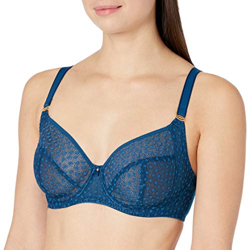 Freya Women's Starlight Underwire Balcony Side Support Bra Plunge, Sheer, Poseidon, 32D