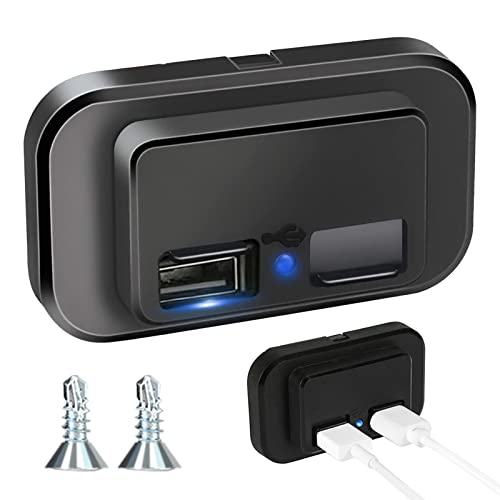 Enchufe de cargador dual USB, Sylanda 12 V-24 V 4,8 A para coche, enchufe empotrado con cubierta de resorte impermeable para barcos, camiones, barcos, motos, autocaravanas Cover