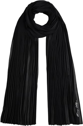 Tommy Hilfiger Women's TOMMY SCRIPT CHIFFON SCARF AW0AW18049 Light Scarf, BLACK, One Size