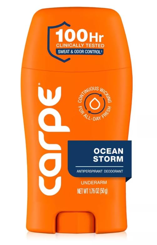 Carpe Men's 100HR Sweat & Odor Control Antiperspirant Deodorant - Ocean Storm - 1.76oz: Paraben-Free, Vegan, Cream, Under Arm