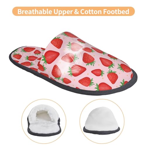Strawberries Print Women Slippers Home Furry Shoes Keep Men Couples Shoes Warm For Women-4