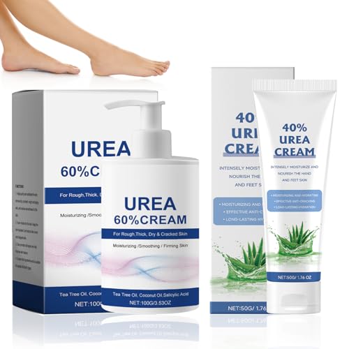 Crema para eliminar callos con urea (60% cremas reparadoras, para pies y manos, hidratación y anticraqueo, para piel seca y agrietada), con 1 crema hidratante de urea