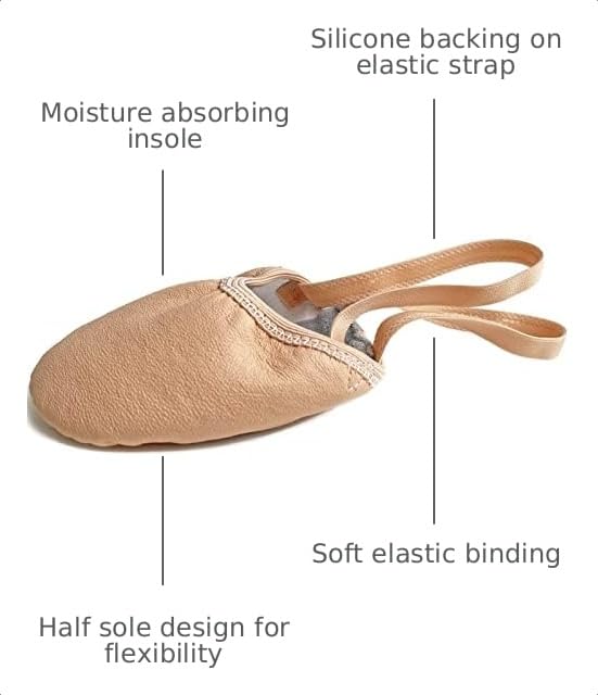 Image of DANCEYOU Lyrical Shoes Half Sole Authentic Leather Pirouette Dance Turners