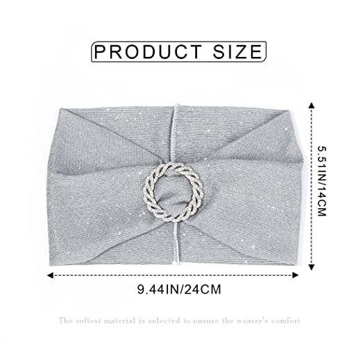 Gortin Sparkle Sequins Headbands Wide Head Wraps Rhinestones Turban Headband Stretch Boho Headbands Yoga Hair Bands Glitter Headscarfs Night Fashion Headpiece For Women And Girls Pack Of 1 (A-Silver) #TOP3