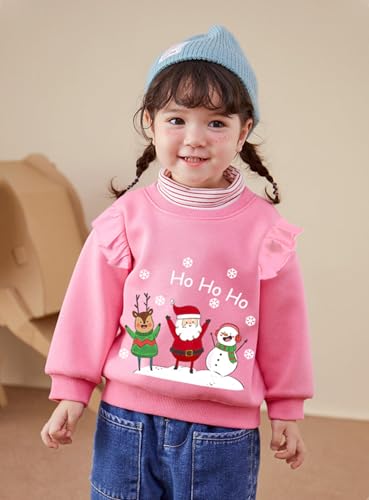 Image of EULLA Toddler Girls Christmas Sweatshirt Long Sleeve Snowman Deer Santa Claus Xmas Holiday Shirts for Kids Sweater 2-7 Years