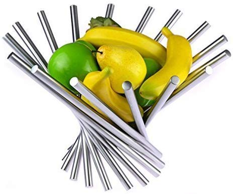 LANDTOM® Creative Stainless Steel Rotation Fruit Bowl/Fruit Basket/Fruit Stand/Fruit Holder with Free Orange Peeler, Silver by LANDTOM - Used condition - US$16.27