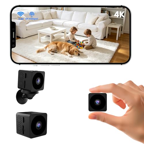Mini Camara Espia, Opciones WiFi o sin Wi Fi, 4K Camara Vigilancia Wifi Interior,Cámara de Vigilancia sin Internet con Visión Nocturna, Detector de Movimiento, Diseño Magnético, Múltiples Opciones
