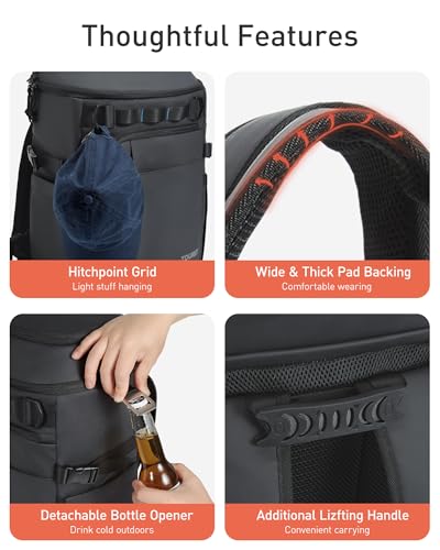 Image of TOURIT 38 Cans Backpack Cooler: Leak Proof Waterproof 2 Insulated Compartments Soft Cooler Bag Beach Travel Camping Picnic
