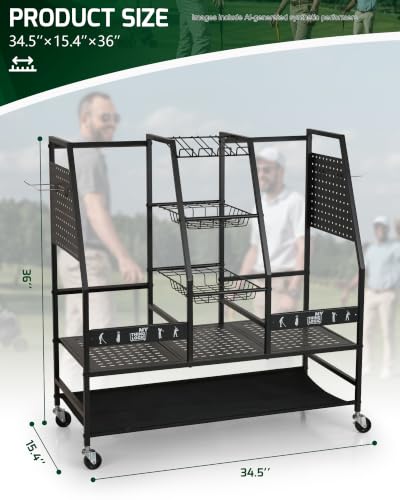 Image of Mythinglogic 2-Bag Golf Storage Organizer with Golf Club and Shoe Storage