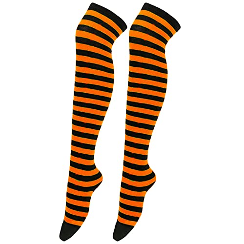 Image of Howstar Christmas High Long Stockings For Womens Over Knee Socks Christmas Cosplay Party Thigh High Stockings, Orange-1, One Size