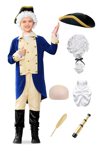 BesserBay Child Boys Colonial Uniform Washington 18th Century American Founding Father Outfit Hamilton 12 Years