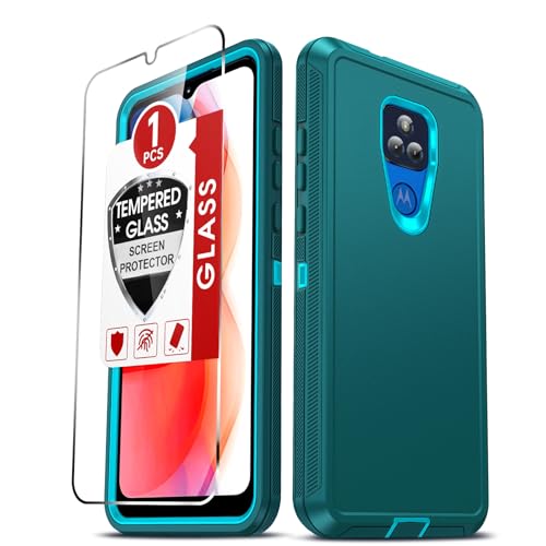 LeYi for Moto-G-Play-2021-Phone-Case: Motorola [NOT FIT G 5G 2021] Tempered Glass Screen Protector, Heavy Duty 3 in 1 Rugged Cover, Military Grade Shockproof Cell Phone Android Funda GPlay2021, Teal