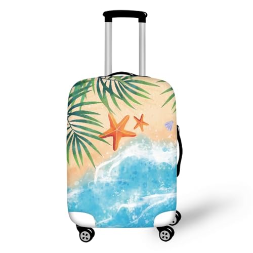LNXSESN Funda Maleta Cabina Hojas Verdes Azul Funda para Maletas Elástico Fundas Maletas de Viaje Lavable Protector de Equipaje con Cremallera Fundas para Maletas de ViajePara 19-21 Pulgadas