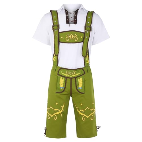 FGUUTYM Disfraz de cerveza Oktoberfest COS para hombre 2024, actuación escénica, chaqueta, traje de pantalón, traje de Navidad, verde, M