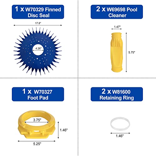 Yeechun W70329 Finned Disc Seal & W69698 Pool Cleaner Diaphragm & W70327 Foot Pad Pool Cleaner Replacement Parts For Zodiac Baracuda G2 G3 G4 Replace W69721 W72855, 6 Pack #TOP3