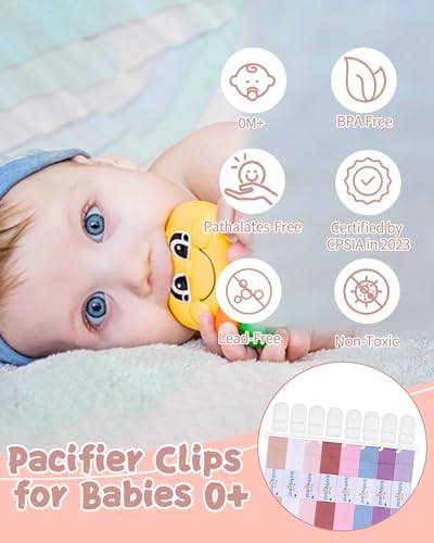 Image of babygoal Baby Girl Pacifier Clips 8 Pack, Pacifier Holder Clip Fits Most Pacifier and Binkies-Neutral Color