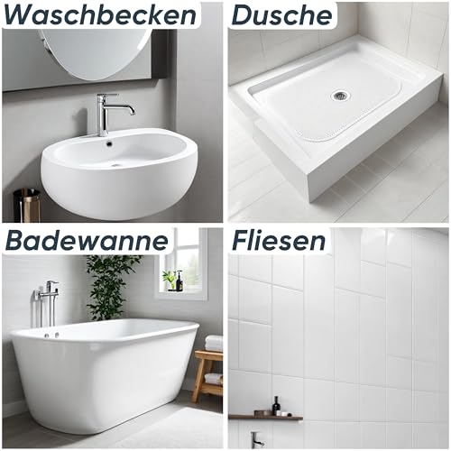 Fugenheld Emaille Reparaturset & Polierpaste inkl. Poliertuch, Sanitärlack Weiß - 2in1 Lackstift & Keramikpaste - für Schäden in Bad & Küche - Wasserfest & Schnelltrocknend - Made in Germany