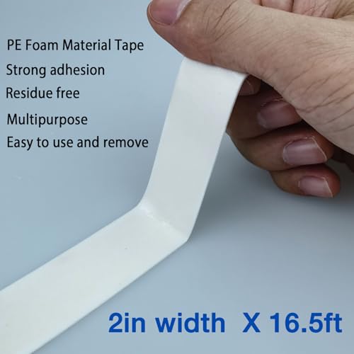 Image of Double Sided Tape 2in x 16.5ft, Mounting Tape Heavy Duty, Removeable PE Foam Tape Strips, Strong Adhesive Tape Waterproof Free Damage for Paint Wall Picture Hanging Poster