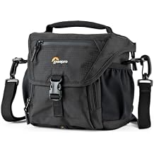 Lowepro LP37117, Nova 140AW II Camera Bag, Customizable, Portable, Fits Mirrorless with 17-85mm Attached Lens, Compact Drone, Flash, Black