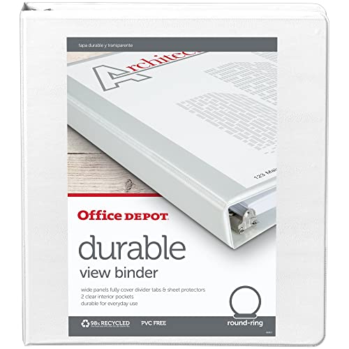 Office Depot Nonstick Round-Ring View Binder, 1In. Rings, 100% Recycled, White, Od02960 #TOP1
