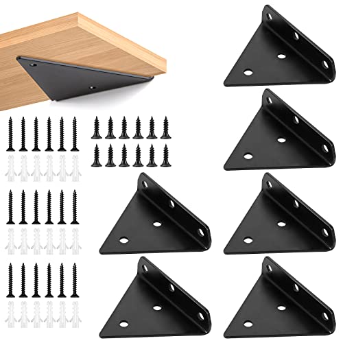Nizirioo 6 Piezas Soporte Estanteria Pared, Soportes Ocultos Estantes, Soporte Para Baldas Flotantes Escuadras Para Triangulares Invisibles Pesados Fijación Oculto Soporte Balda Metalica Con Tornillos