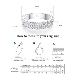 Moissanite Wedding Bands for Women Round Cut D Color VVS1 anniversary Engagement RingS925 Sterling Silver with 18K White Gold Plated Promise Valentine Ring Valentines Day Gift