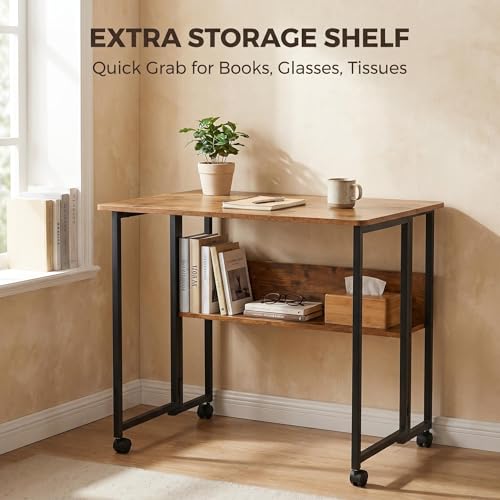 Bureau mobile pliable avec roulettes table d'ordinateur pour petits espaces - 8