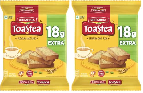Image of Britannia Toastea Premium Bake Rusk with goodness of Elaichi, Sooji & Wheat, 183g (Pack of 2)