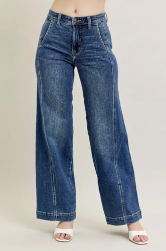 Judy Blue Dark Wash High Rise Wide Leg Jeans - Ivory Gem2
